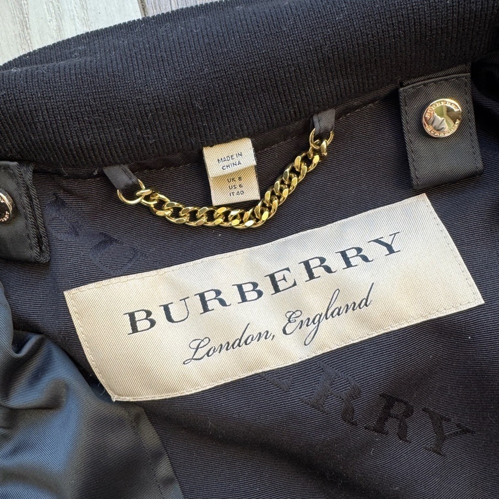 Burberry Black Bomber Jacket with Gold Zippers - Picture 3 of 7